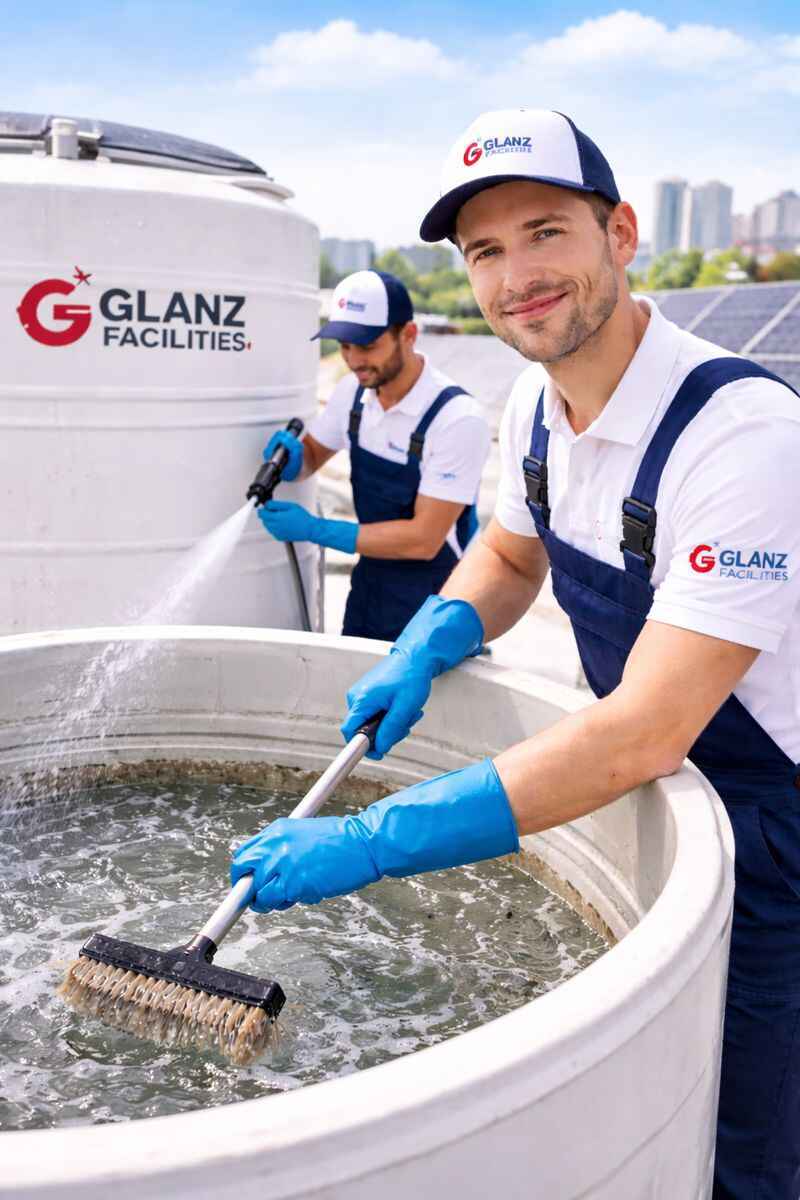Expert home water tank cleaning service by Glanz Facilities ensuring safe and hygienic water.