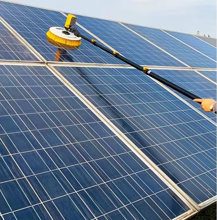 Solar panel cleaning service at home by professional technician